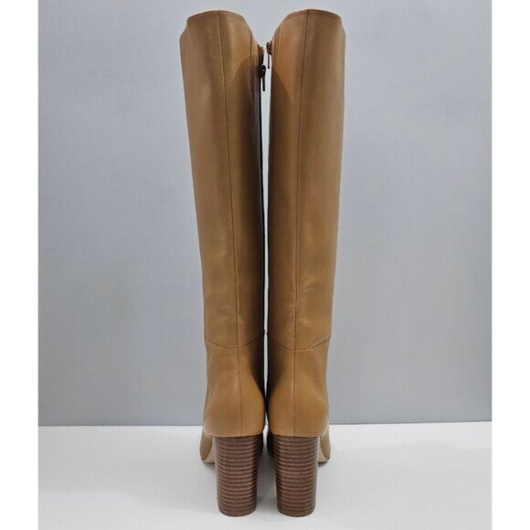 Paige Keely Knee High Boot Womens 11 Cognac Tan Leather Tall Heeled Riding Fall - Picture 8 of 15